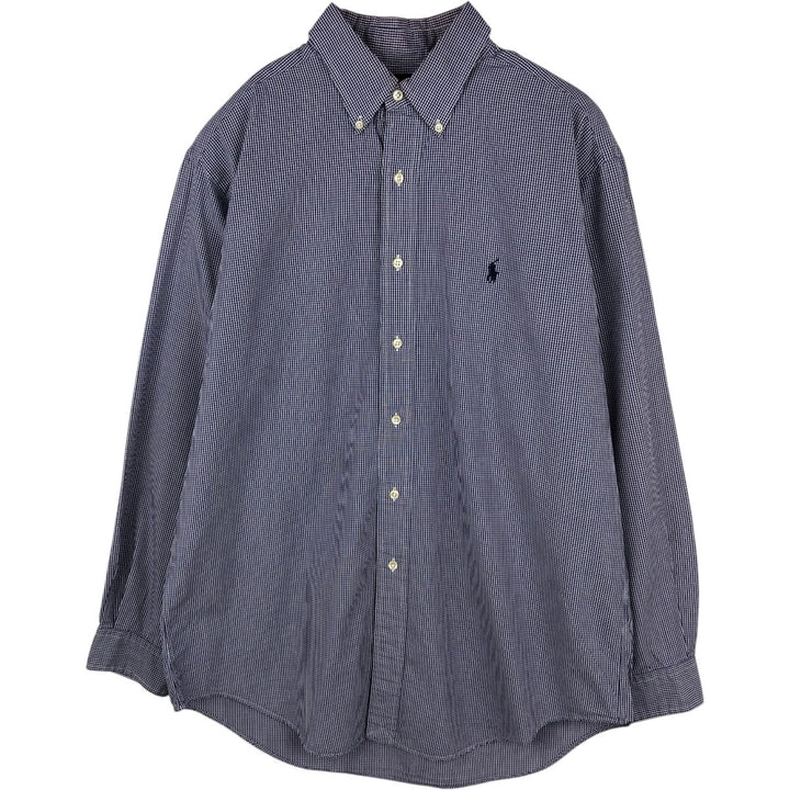 Ralph Lauren YARMOUTH Gingham Check Long Sleeve Button-Down Check Shirt Men's Size L cotton white type Vintage Second Hand