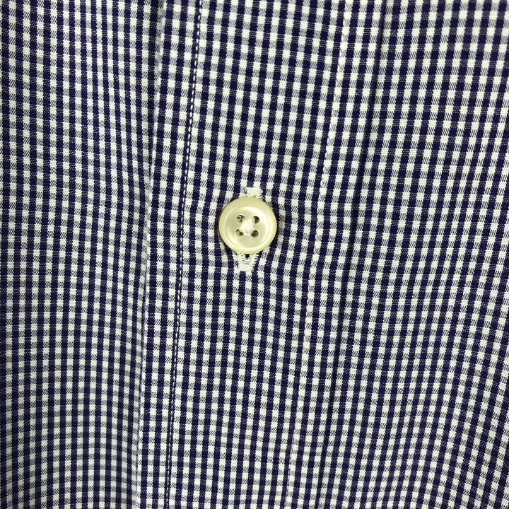 Ralph Lauren YARMOUTH Gingham Check Long Sleeve Button-Down Check Shirt Men's Size L cotton white type Vintage Second Hand