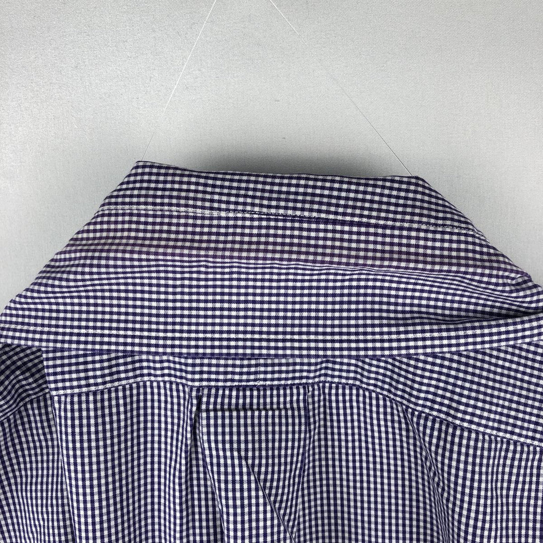 Ralph Lauren YARMOUTH Gingham Check Long Sleeve Button-Down Check Shirt Men's Size L cotton white type Vintage Second Hand