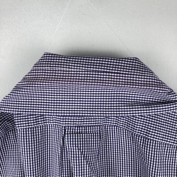 Ralph Lauren YARMOUTH Gingham Check Long Sleeve Button-Down Check Shirt Men's Size L cotton white type Vintage Second Hand