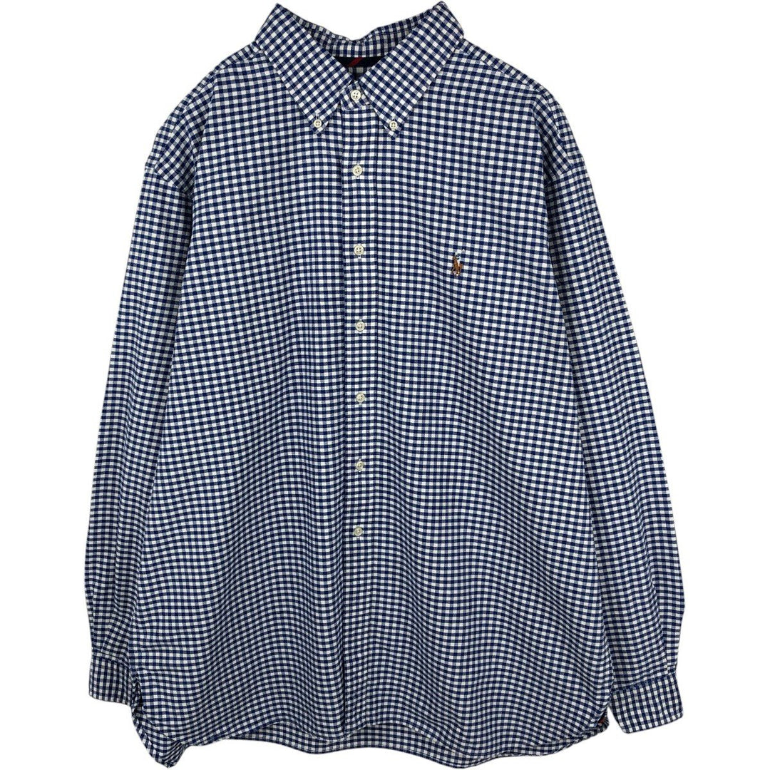 Ralph Lauren Classic Fit Gingham Check Long Sleeve Button Down Check Shirt Men's XXL cotton white type Vintage Second Hand