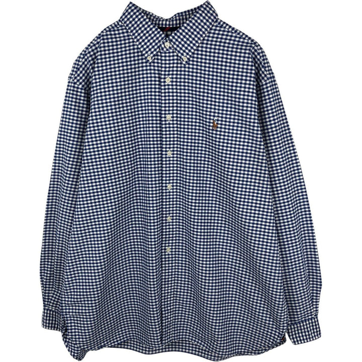 Ralph Lauren Classic Fit Gingham Check Long Sleeve Button Down Check Shirt Men's XXL cotton white type Vintage Second Hand