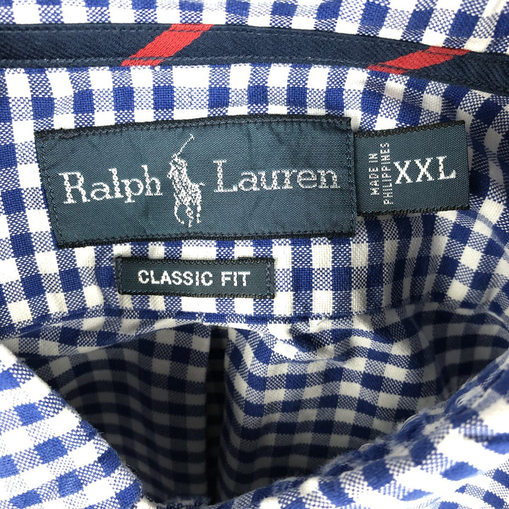 Ralph Lauren Classic Fit Gingham Check Long Sleeve Button Down Check Shirt Men's XXL cotton white type Vintage Second Hand