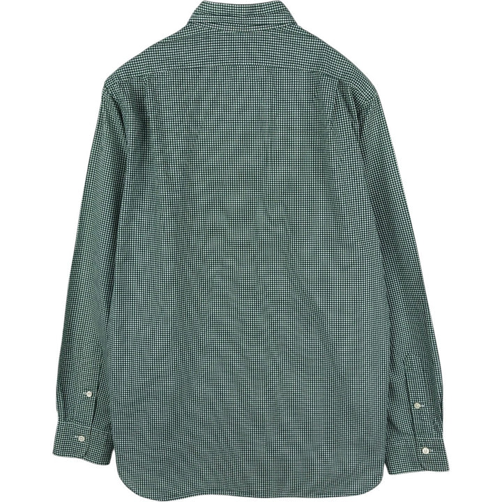 Ralph Lauren Estate Custom Fit Gingham Check Long-Sleeve Wide-Collar Cotton Check Shirt, Men's Size M (approx.) cotton white type Vintage Second Hand