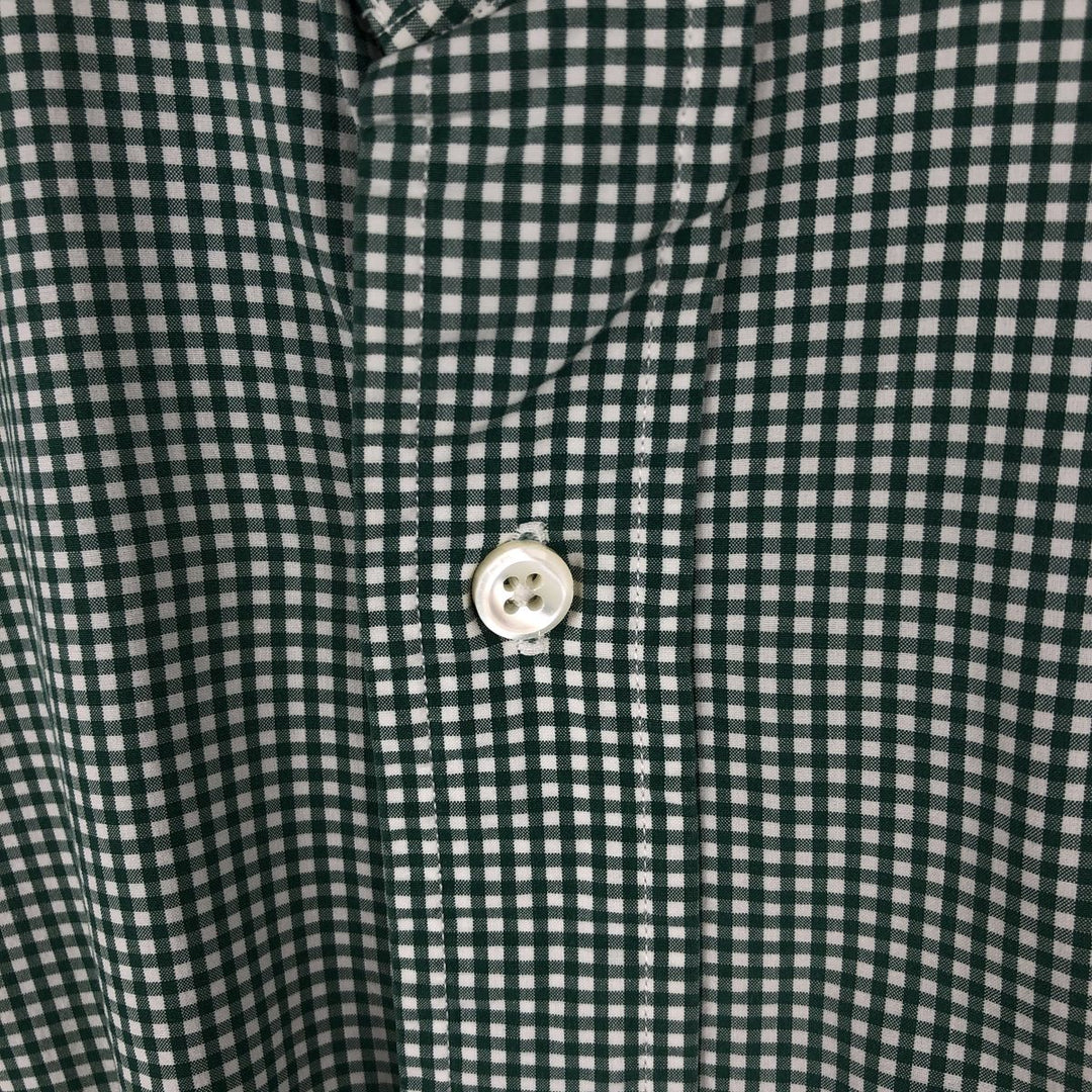 Ralph Lauren Estate Custom Fit Gingham Check Long-Sleeve Wide-Collar Cotton Check Shirt, Men's Size M (approx.) cotton white type Vintage Second Hand