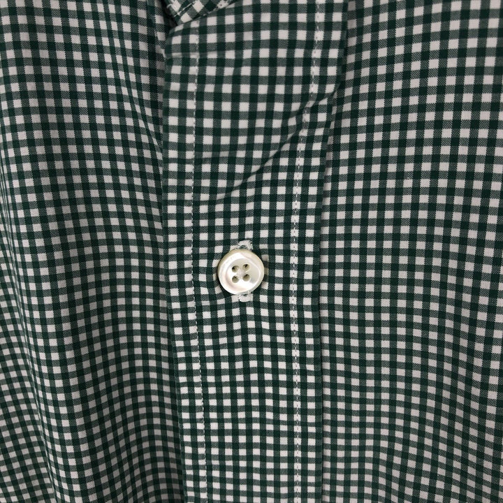 Ralph Lauren Estate Custom Fit Gingham Check Long-Sleeve Wide-Collar Cotton Check Shirt, Men's Size M (approx.) cotton white type Vintage Second Hand
