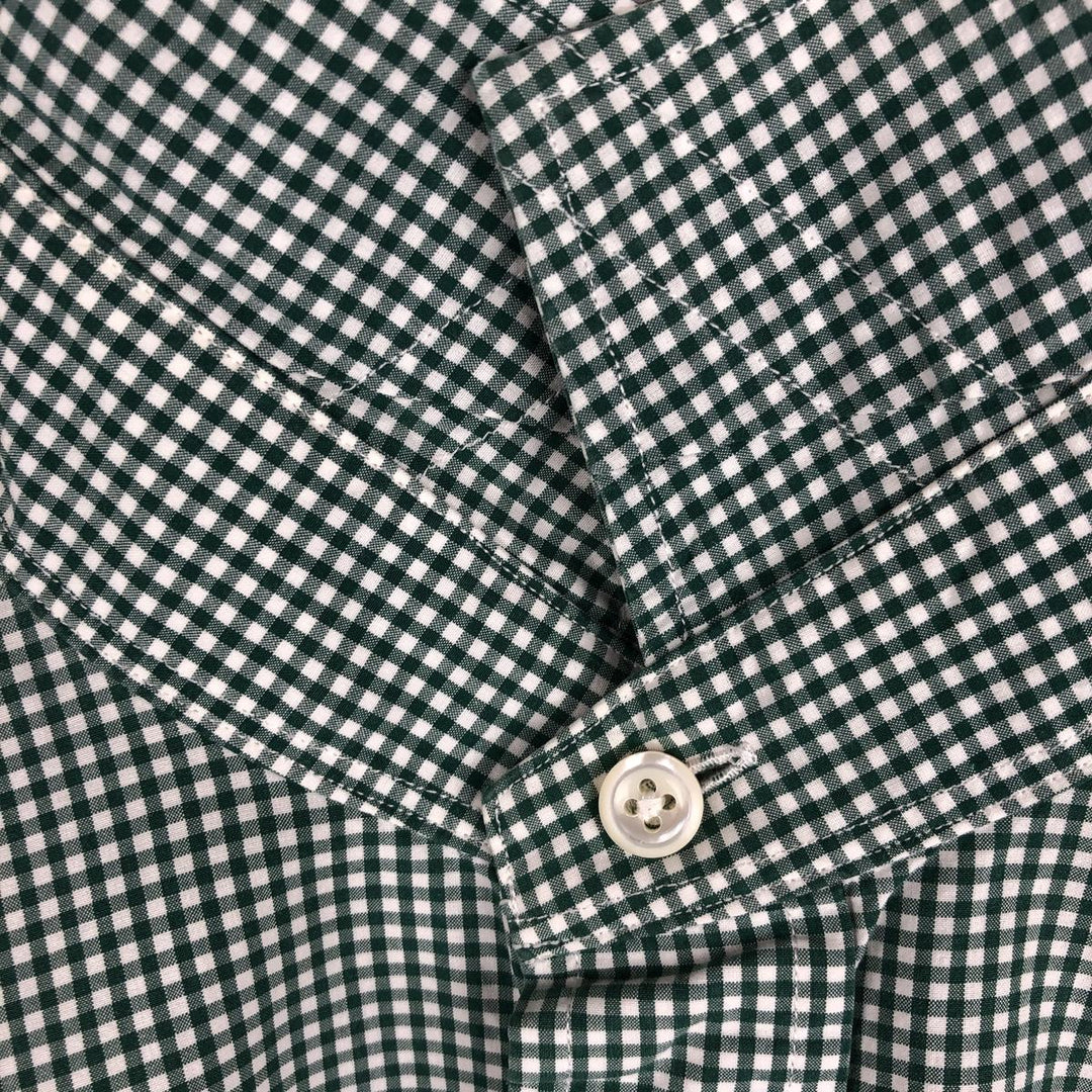 Ralph Lauren Estate Custom Fit Gingham Check Long-Sleeve Wide-Collar Cotton Check Shirt, Men's Size M (approx.) cotton white type Vintage Second Hand