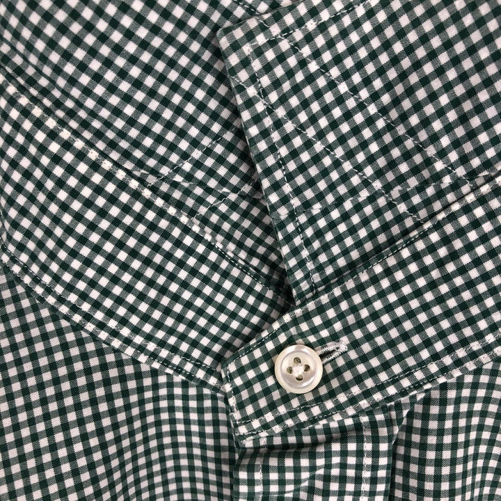 Ralph Lauren Estate Custom Fit Gingham Check Long-Sleeve Wide-Collar Cotton Check Shirt, Men's Size M (approx.) cotton white type Vintage Second Hand