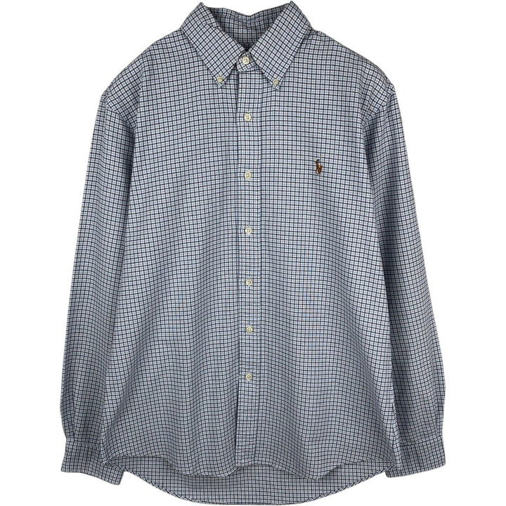 Ralph Lauren CUSTOM FIT long sleeve button down check shirt men's XL size cotton Blue type light blue Vintage Second Hand