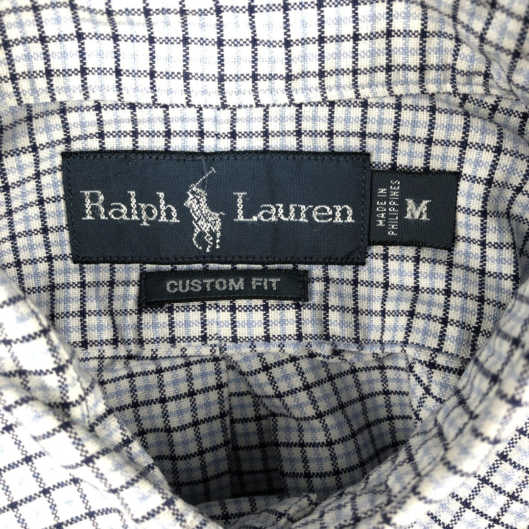 Ralph Lauren CUSTOM FIT long sleeve button down check shirt men's XL size cotton Blue type light blue Vintage Second Hand