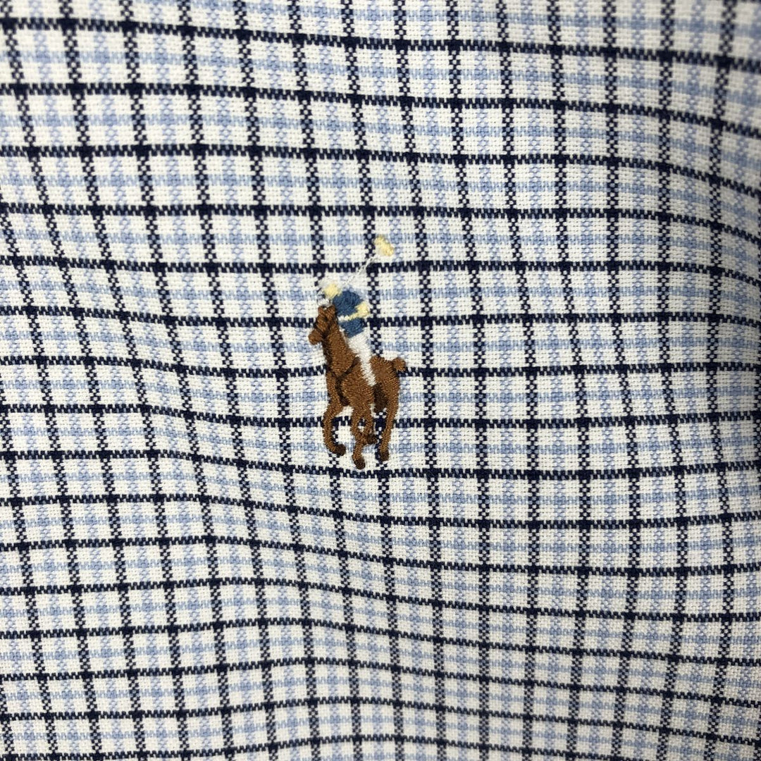 Ralph Lauren CUSTOM FIT long sleeve button down check shirt men's XL size cotton Blue type light blue Vintage Second Hand