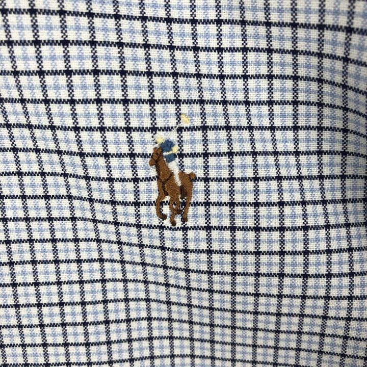 Ralph Lauren CUSTOM FIT long sleeve button down check shirt men's XL size cotton Blue type light blue Vintage Second Hand