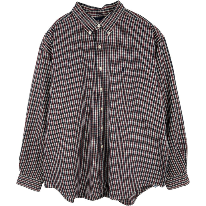 Ralph Lauren MARLOWE Long-Sleeve Button-Down Check Shirt, Men's Size XXL (approx.) cotton red type Vintage Second Hand