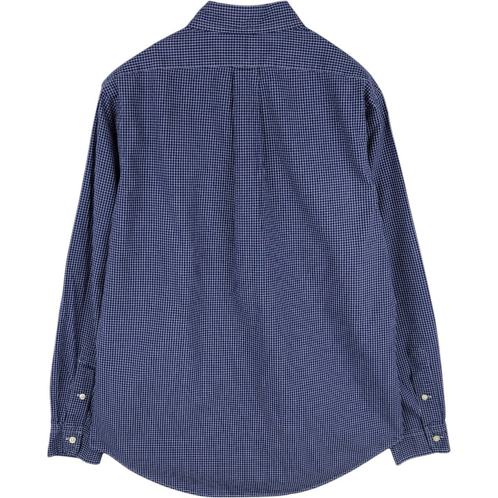 Ralph Lauren CUSTOM FIT long sleeve button down check shirt men's size M cotton navy blue type Vintage Second Hand