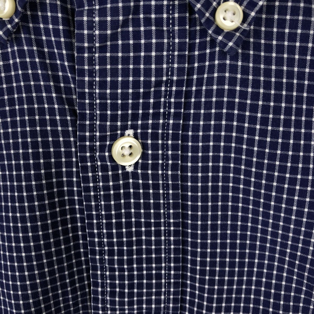 Ralph Lauren CUSTOM FIT long sleeve button down check shirt men's size M cotton navy blue type Vintage Second Hand
