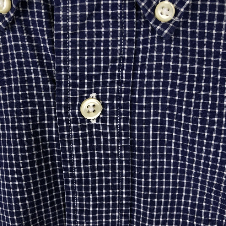 Ralph Lauren CUSTOM FIT long sleeve button down check shirt men's size M cotton navy blue type Vintage Second Hand