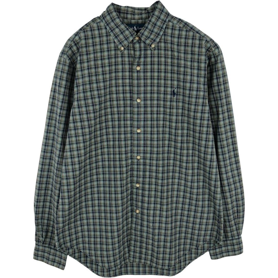 Ralph Lauren Classic Fit Long Sleeve Button Down Check Shirt Men's M cotton Blue type light blue Vintage Second Hand