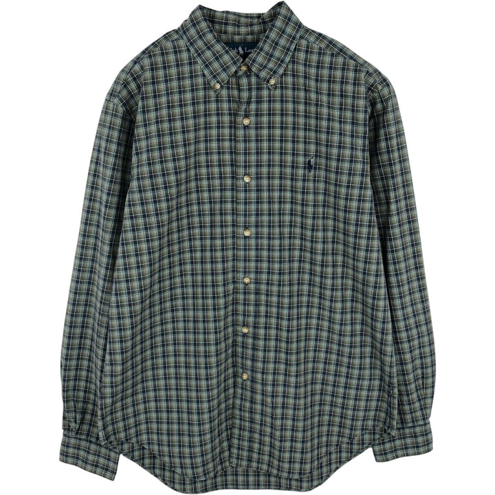 Ralph Lauren Classic Fit Long Sleeve Button Down Check Shirt Men's M cotton Blue type light blue Vintage Second Hand