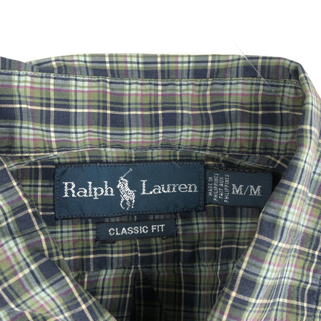 Ralph Lauren Classic Fit Long Sleeve Button Down Check Shirt Men's M cotton Blue type light blue Vintage Second Hand
