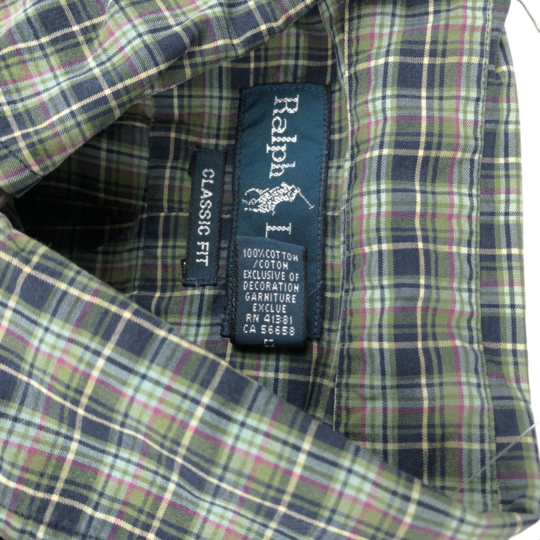 Ralph Lauren Classic Fit Long Sleeve Button Down Check Shirt Men's M cotton Blue type light blue Vintage Second Hand