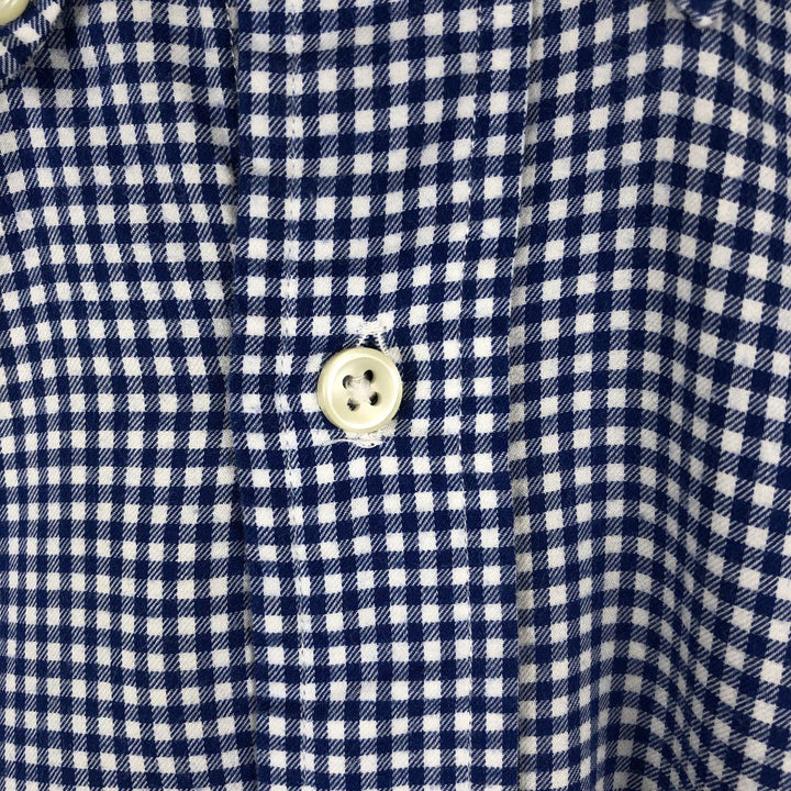 Ralph Lauren Gingham Check Long Sleeve Button-Down Check Shirt, Men's M Size cotton blue type Vintage Second Hand