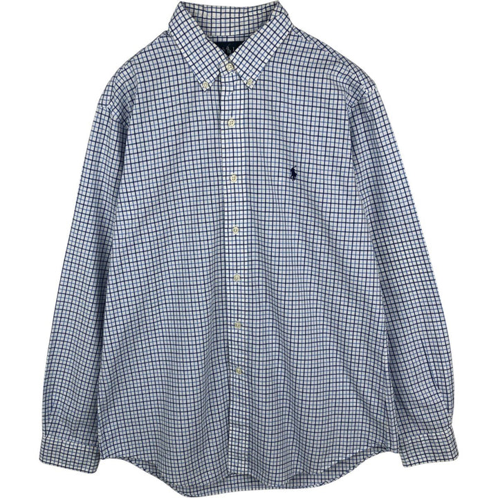 Ralph Lauren CUSTOM FIT long sleeve button down check shirt, men's size L cotton white type Vintage Second Hand