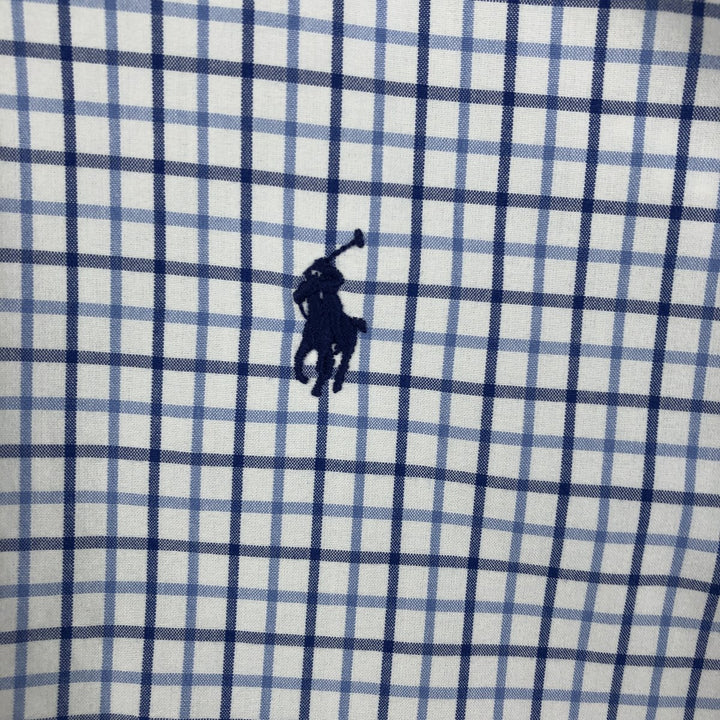 Ralph Lauren CUSTOM FIT long sleeve button down check shirt, men's size L cotton white type Vintage Second Hand