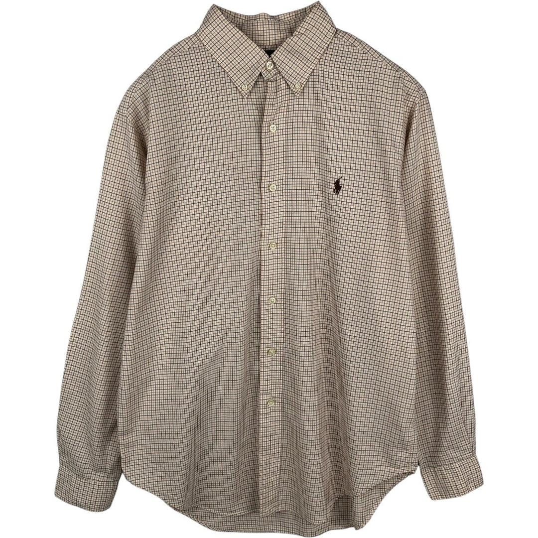 Ralph Lauren Classic Fit Long Sleeve Button Down Check Shirt, Men's Size L cotton Beige type Vintage Second Hand