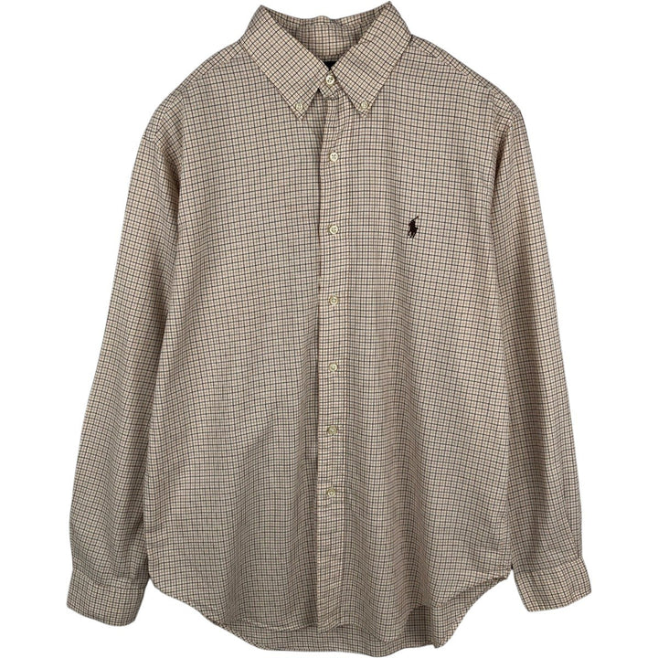 Ralph Lauren Classic Fit Long Sleeve Button Down Check Shirt, Men's Size L cotton Beige type Vintage Second Hand