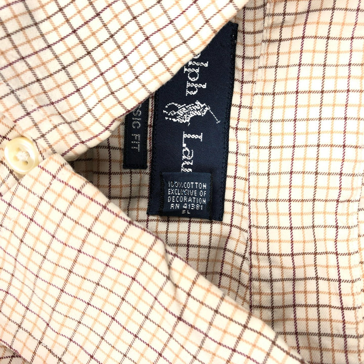 Ralph Lauren Classic Fit Long Sleeve Button Down Check Shirt, Men's Size L cotton Beige type Vintage Second Hand