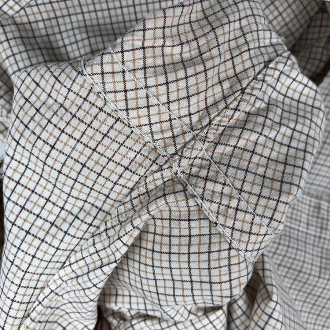 Ralph Lauren Classic Fit Long Sleeve Button Down Check Shirt, Men's Size L cotton Beige type Vintage Second Hand