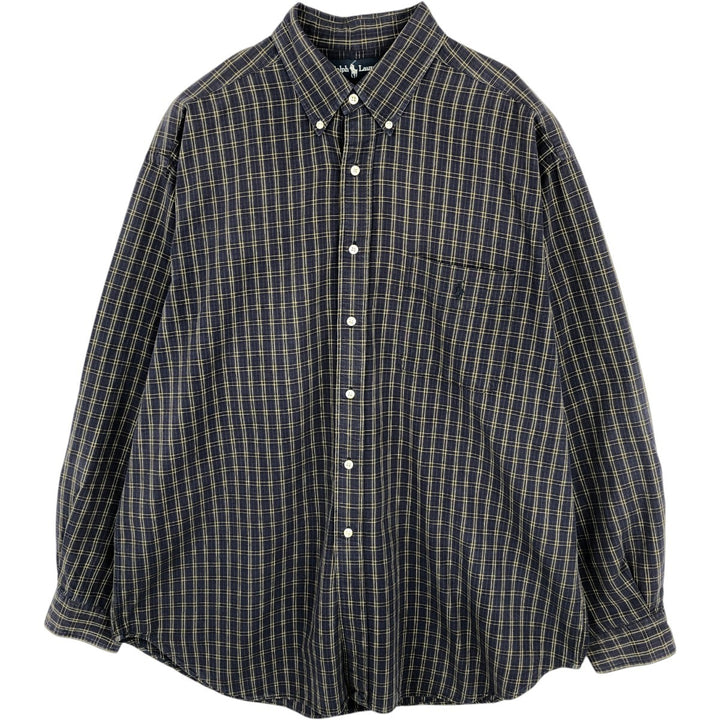 Ralph Lauren BLAIRE long sleeve button down check shirt, men's XL size cotton purple type Vintage Second Hand