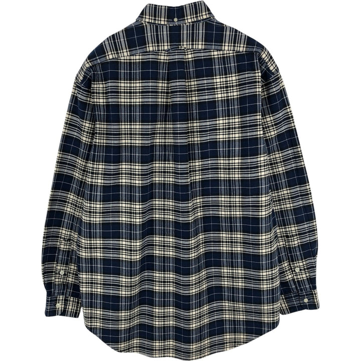 Ralph Lauren BLAKE Tartan Check Long Sleeve Button-Down Check Shirt, Men's Size M cotton pale white type Vintage Second Hand