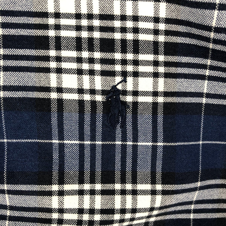 Ralph Lauren BLAKE Tartan Check Long Sleeve Button-Down Check Shirt, Men's Size M cotton pale white type Vintage Second Hand