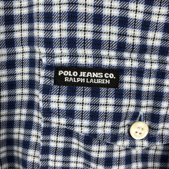 Ralph Lauren POLO JEANS CO, Long-sleeved cotton check shirt, Men's size L (approx.) cotton Blue type light blue Vintage Second Hand