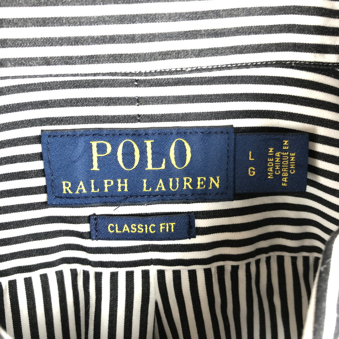 Ralph Lauren Classic Fit Long Sleeve Button Down Striped Shirt, Men's Size L cotton white type Vintage Second Hand