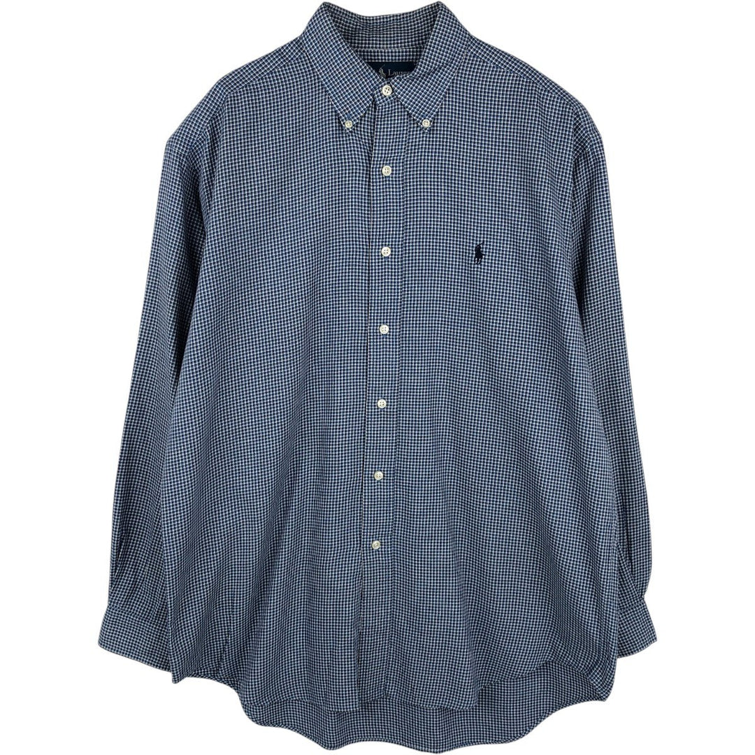 Ralph Lauren BLAKE long sleeve button down check shirt, men's size M cotton white type Vintage Second Hand