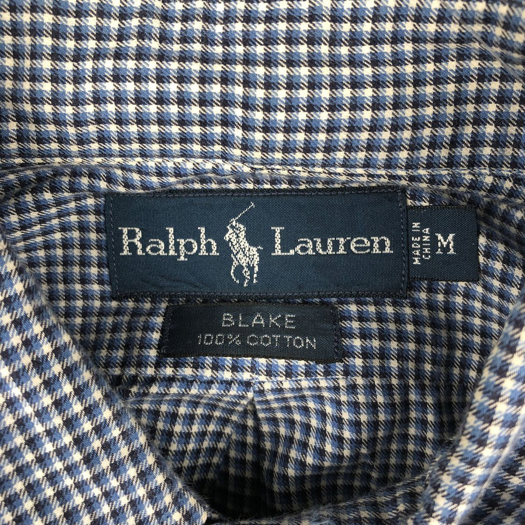 Ralph Lauren BLAKE long sleeve button down check shirt, men's size M cotton white type Vintage Second Hand