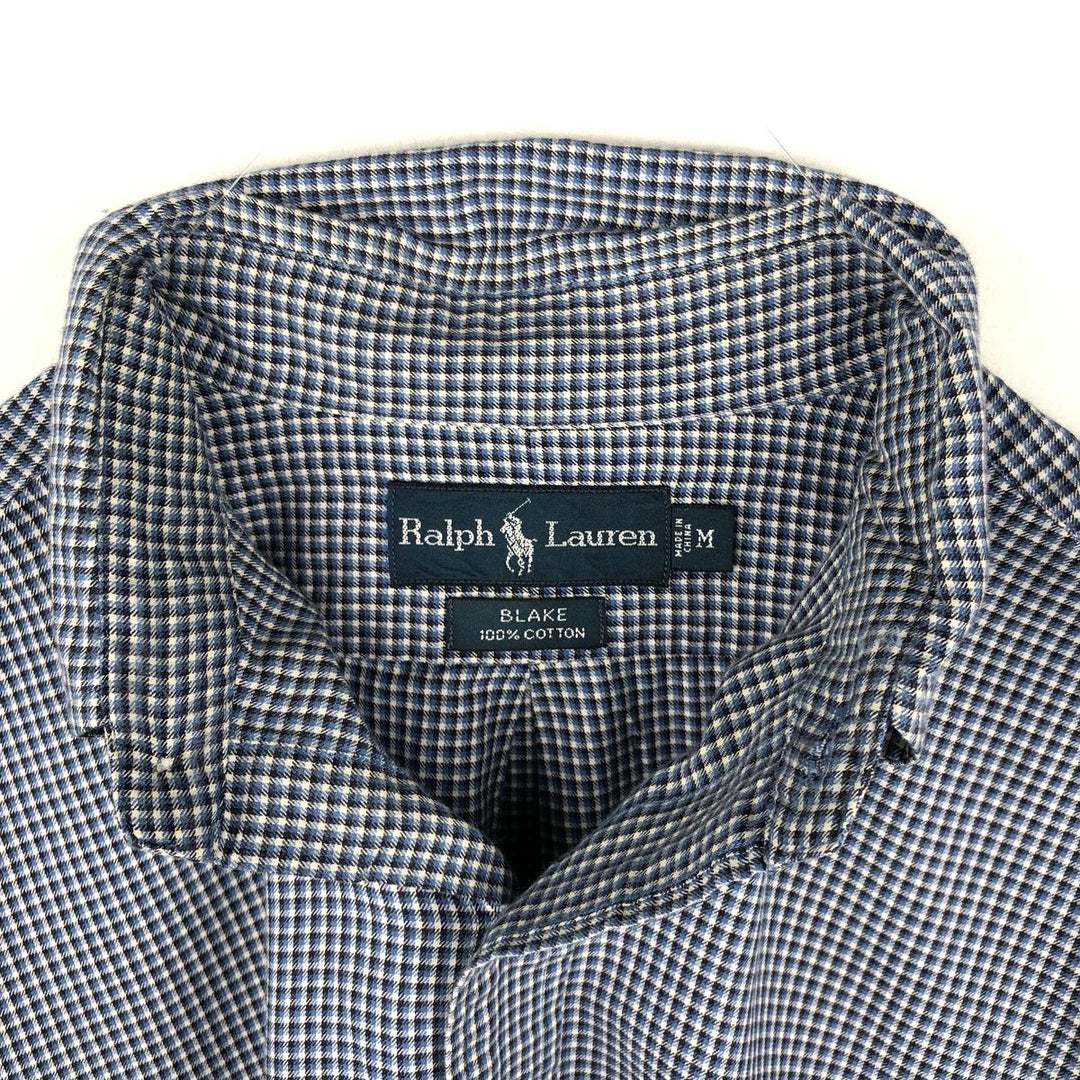 Ralph Lauren BLAKE long sleeve button down check shirt, men's size M cotton white type Vintage Second Hand
