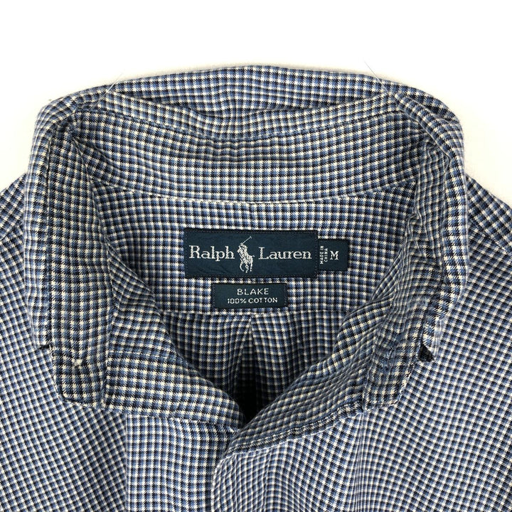 Ralph Lauren BLAKE long sleeve button down check shirt, men's size M cotton white type Vintage Second Hand
