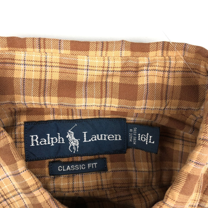 Ralph Lauren Classic Fit Long Sleeve Button Down Check Shirt, Men's Size L cotton Copper Vintage Second Hand