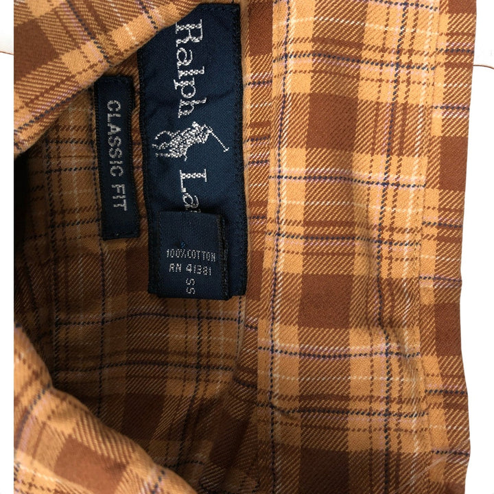 Ralph Lauren Classic Fit Long Sleeve Button Down Check Shirt, Men's Size L cotton Copper Vintage Second Hand