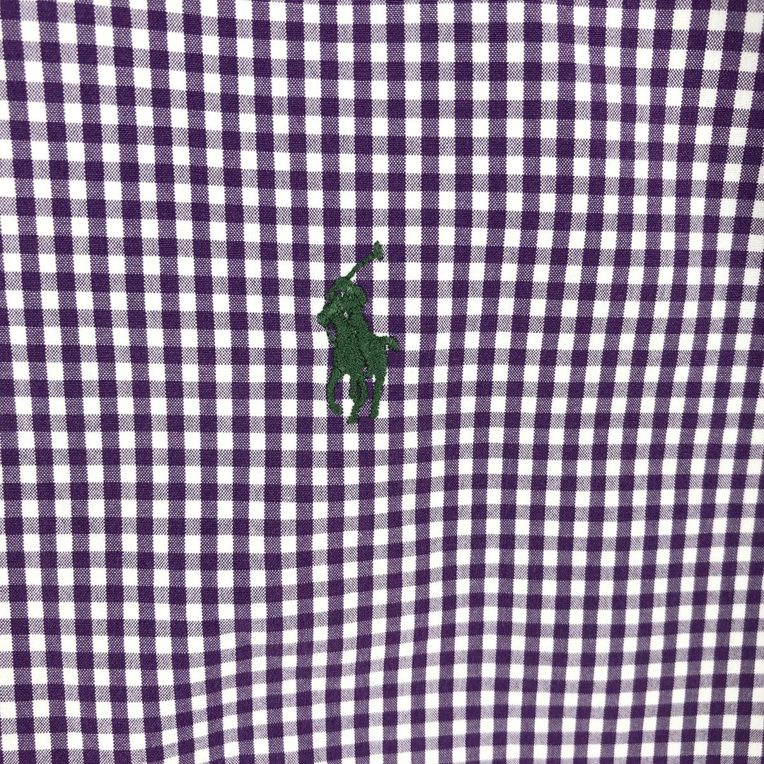 Ralph Lauren Classic Fit Gingham Check Long Sleeve Button Down Check Shirt Men's Size L cotton white type Vintage Second Hand