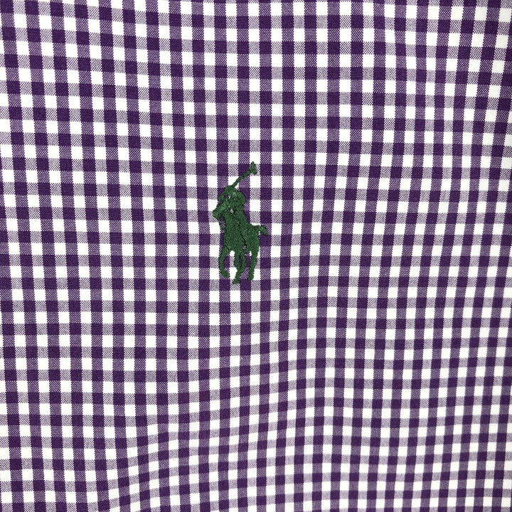 Ralph Lauren Classic Fit Gingham Check Long Sleeve Button Down Check Shirt Men's Size L cotton white type Vintage Second Hand