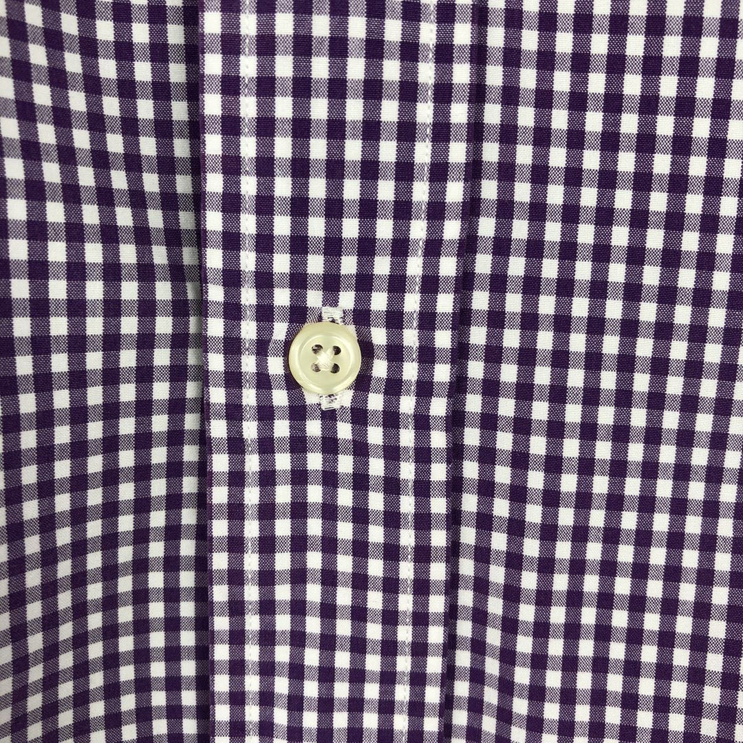 Ralph Lauren Classic Fit Gingham Check Long Sleeve Button Down Check Shirt Men's Size L cotton white type Vintage Second Hand