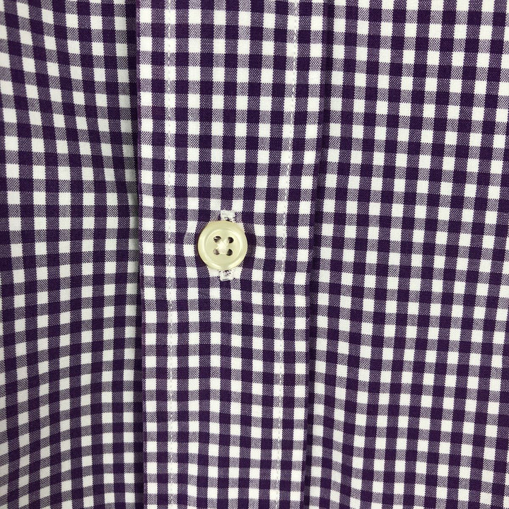 Ralph Lauren Classic Fit Gingham Check Long Sleeve Button Down Check Shirt Men's Size L cotton white type Vintage Second Hand