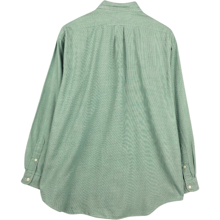 Ralph Lauren BLAKE Houndstooth Pattern Long-Sleeve Button-Down Check Shirt, Men's Size L (approx.) cotton green type Vintage Second Hand