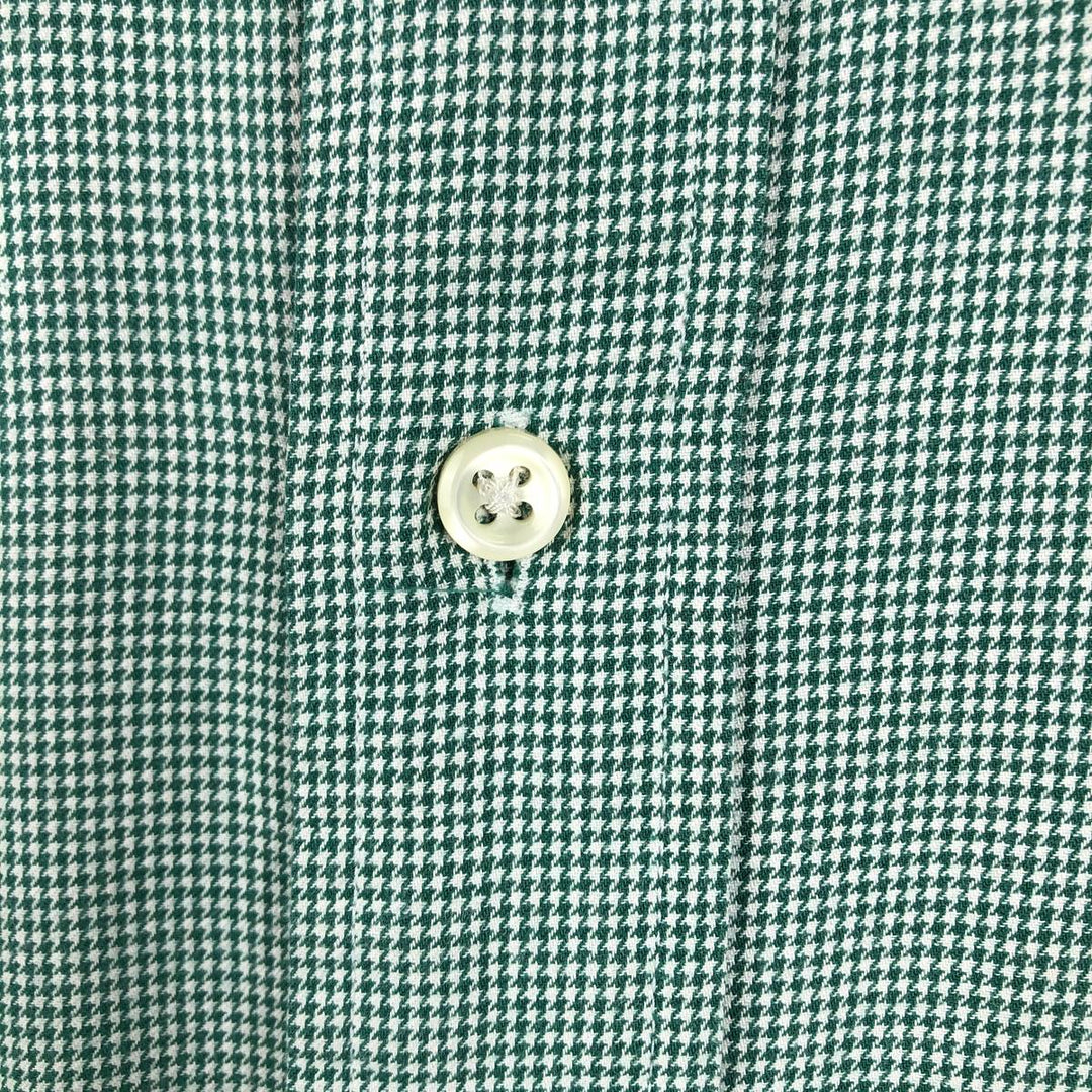 Ralph Lauren BLAKE Houndstooth Pattern Long-Sleeve Button-Down Check Shirt, Men's Size L (approx.) cotton green type Vintage Second Hand