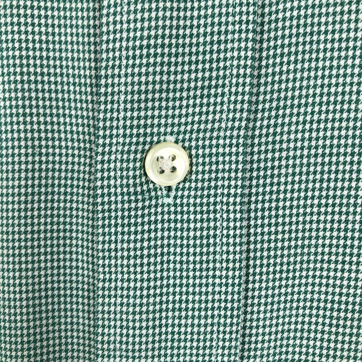 Ralph Lauren BLAKE Houndstooth Pattern Long-Sleeve Button-Down Check Shirt, Men's Size L (approx.) cotton green type Vintage Second Hand