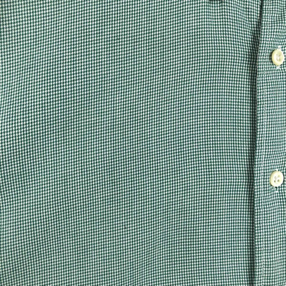 Ralph Lauren BLAKE Houndstooth Pattern Long-Sleeve Button-Down Check Shirt, Men's Size L (approx.) cotton green type Vintage Second Hand